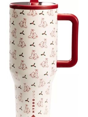 HydroJug Holiday Ice Skate Pattern Travel Mug - Red and White